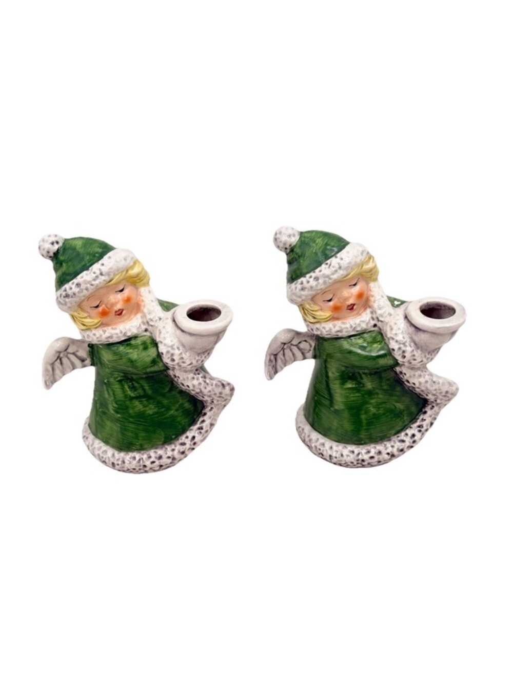 Vintage 1975 Goebel Hummel Set of Angel Taper Candle Holders Christmas Germany